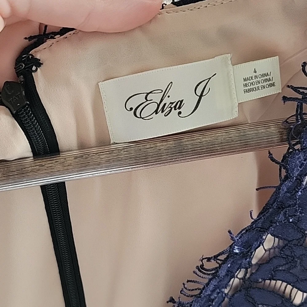 Eliza J Fit and Flare Dress in Navy - Picture 6 of 11